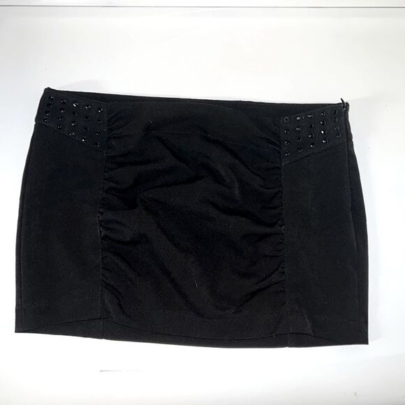 Size 4 TRF Black mini skirt w/ black rhinestone detail Zara - Picture 3 of 12